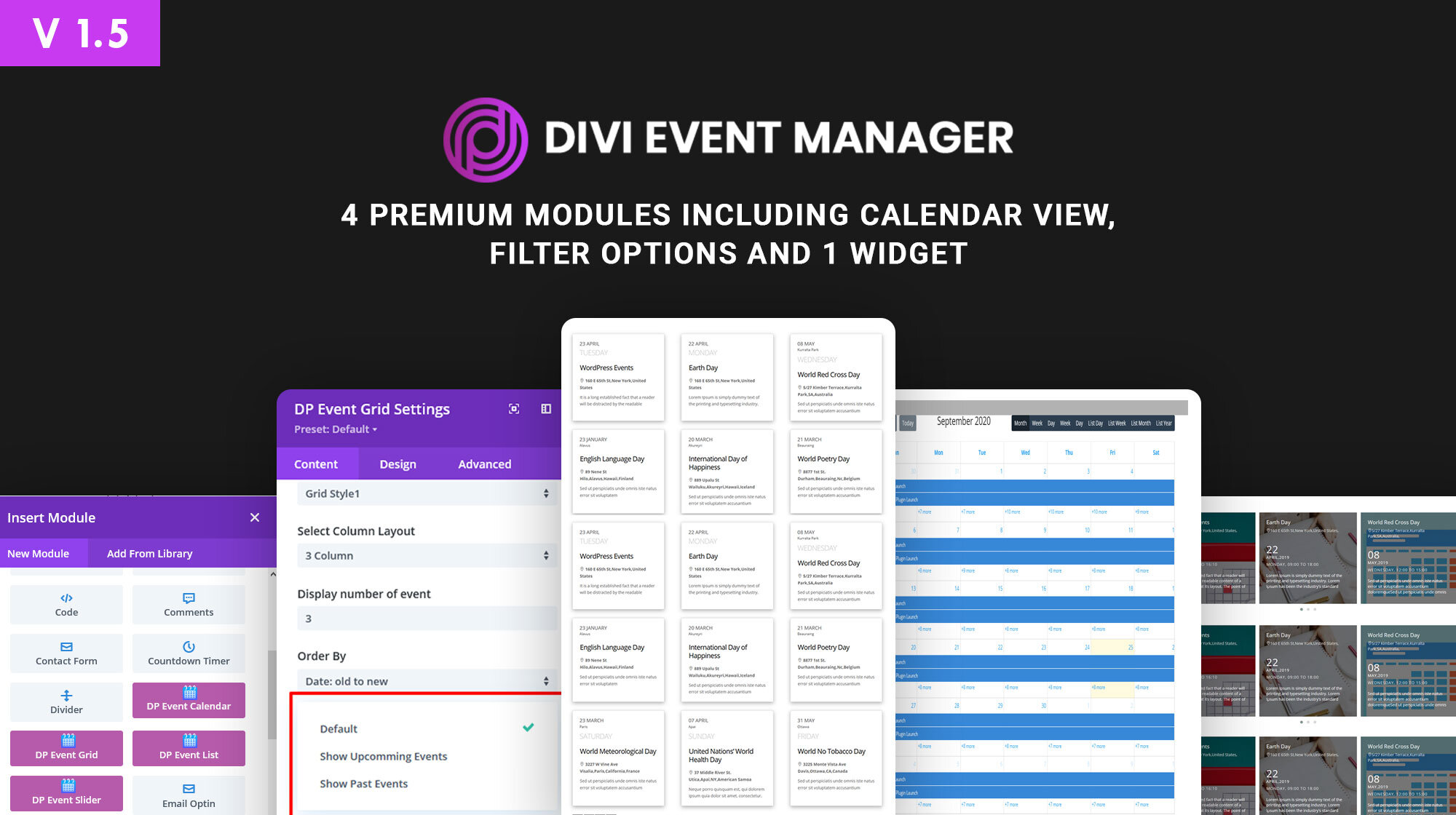 Divi Event Manager Plugin eventversion1.5