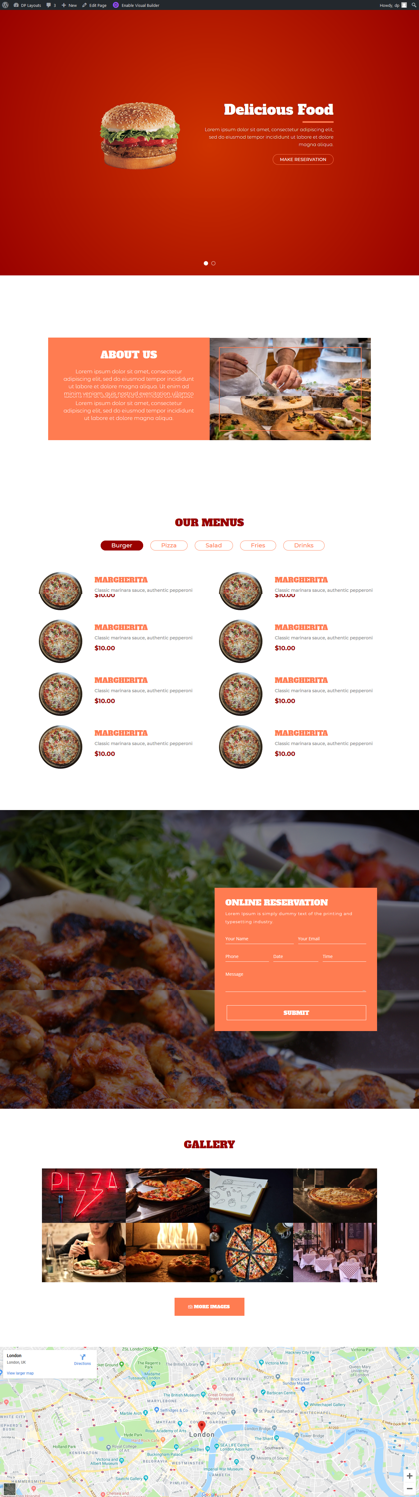 Free Divi Layouts Version 1 – One Pager Layouts Pizza DP Layouts