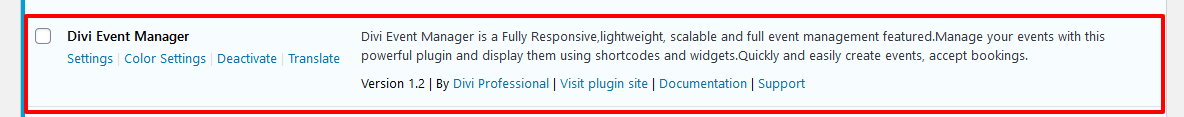 Event Mananger Plugin Documentation