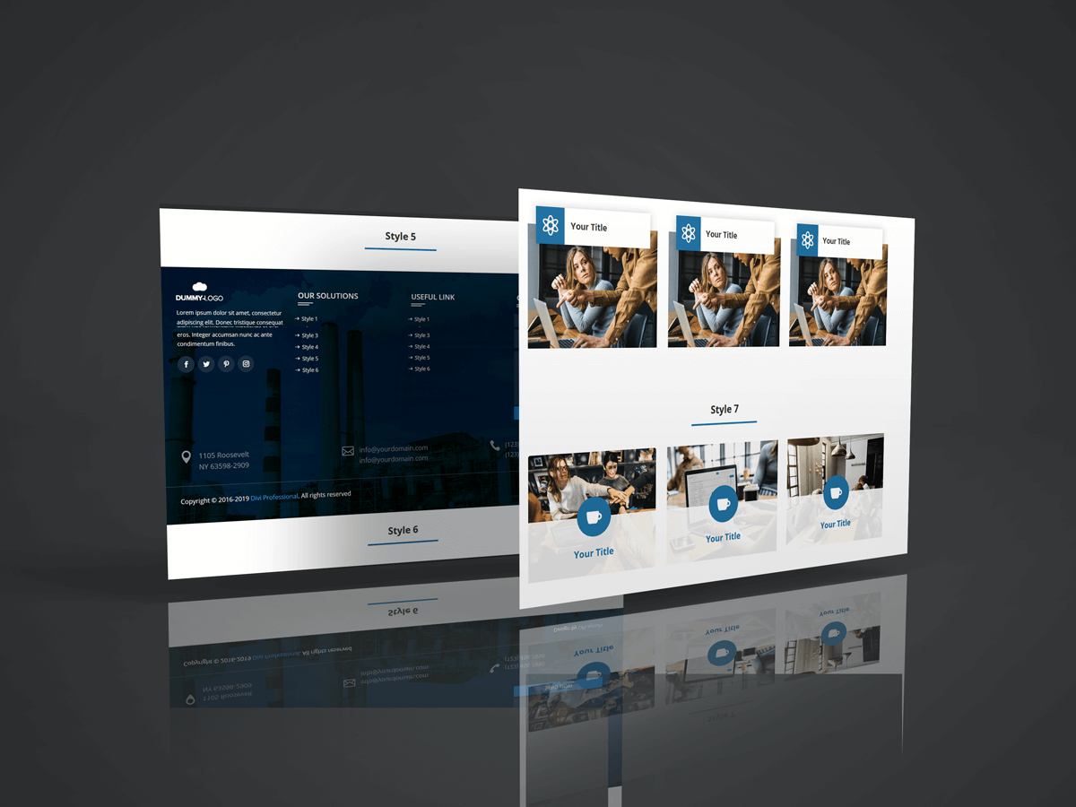 Another 5 Creative Service Designs Using Divi Module with stunning hover effects and 8 Awesome Footer Designs Using Divi Module