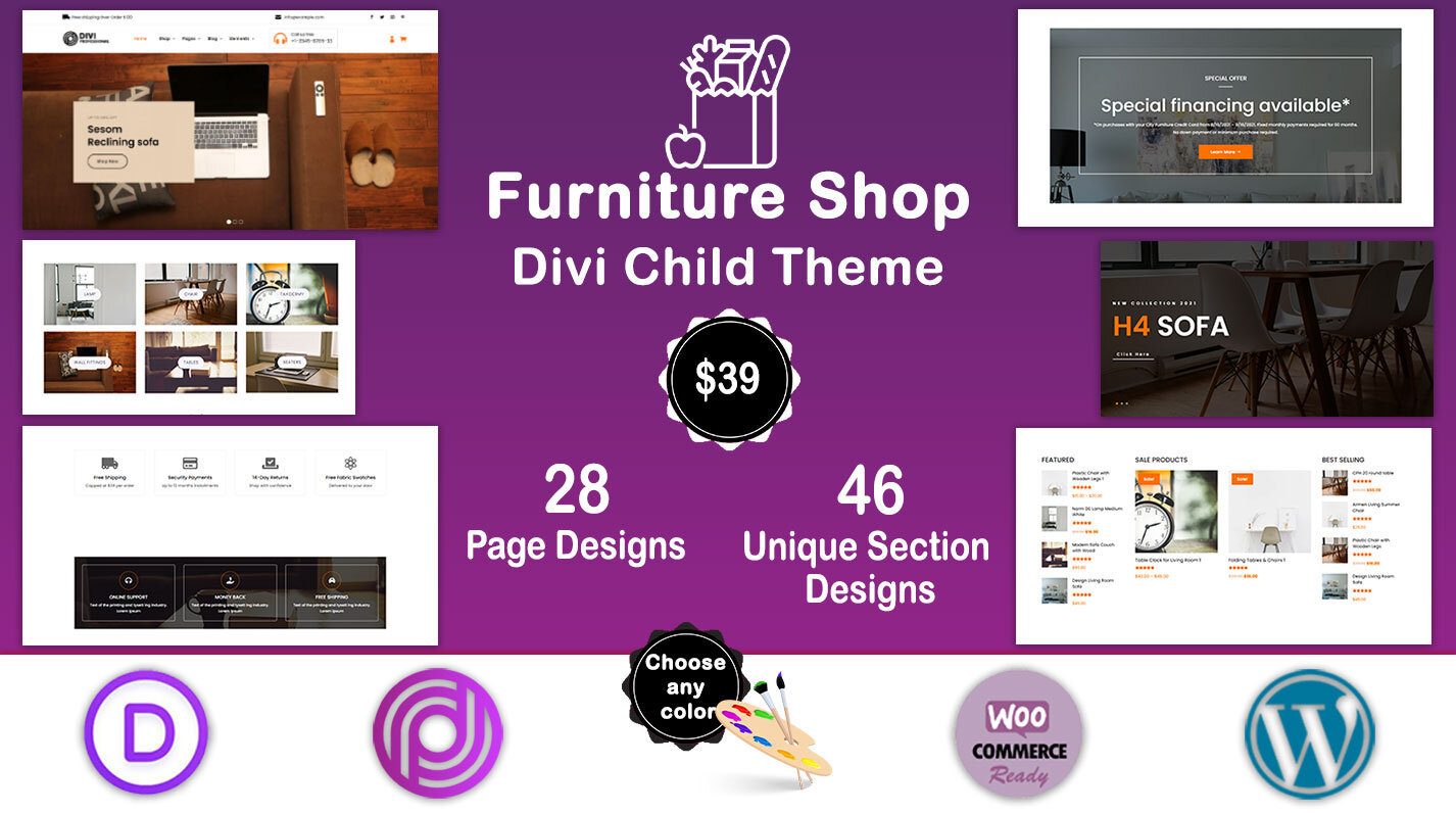 Divi Furniture Shop WooCommerce Child Theme