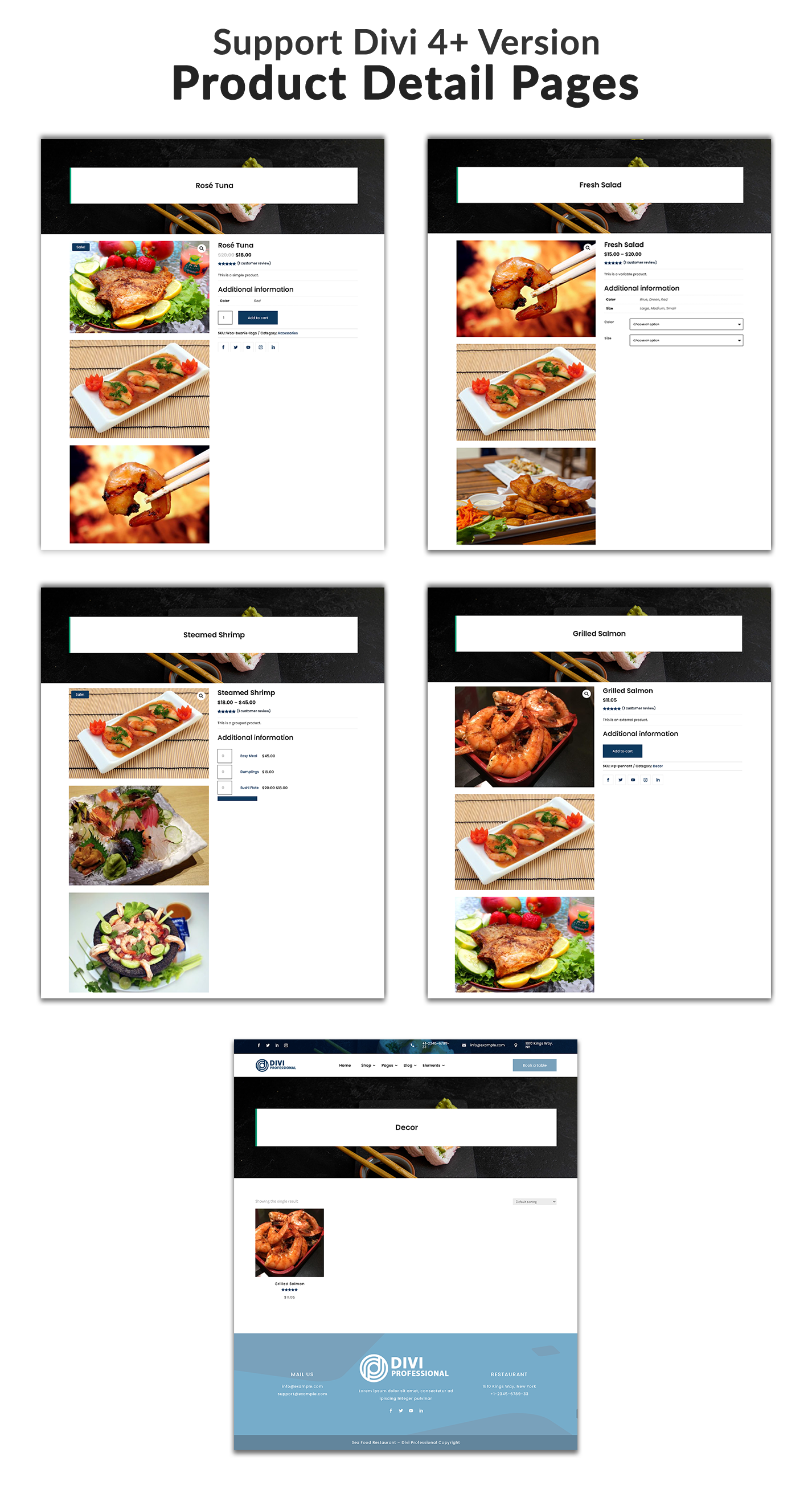 Divi Seafood Restaurant Shop WooCommerce Child Theme