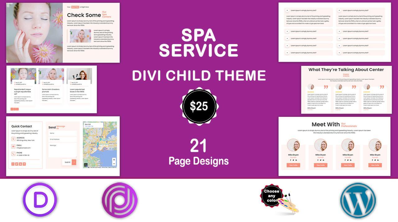 Divi Spa Service Child Theme - Divi Professional