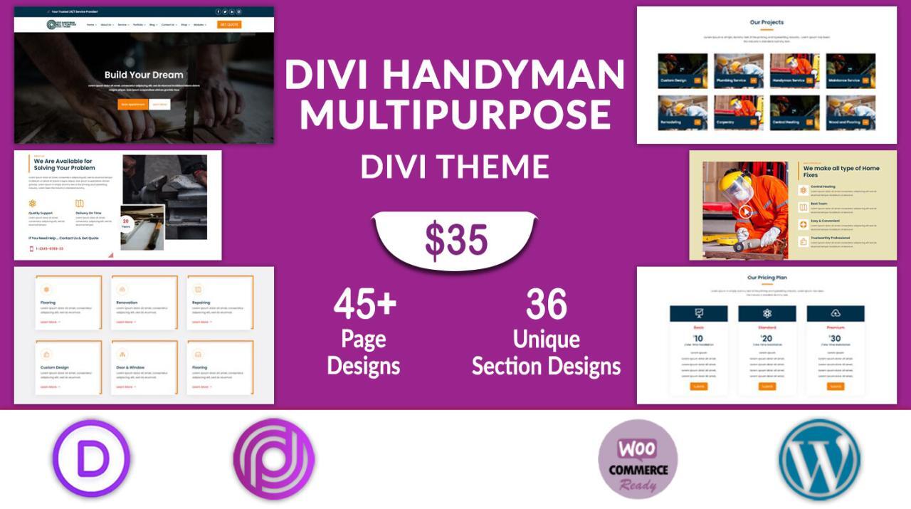 Divi Handyman Multipurpose Child Theme - Divi Professional