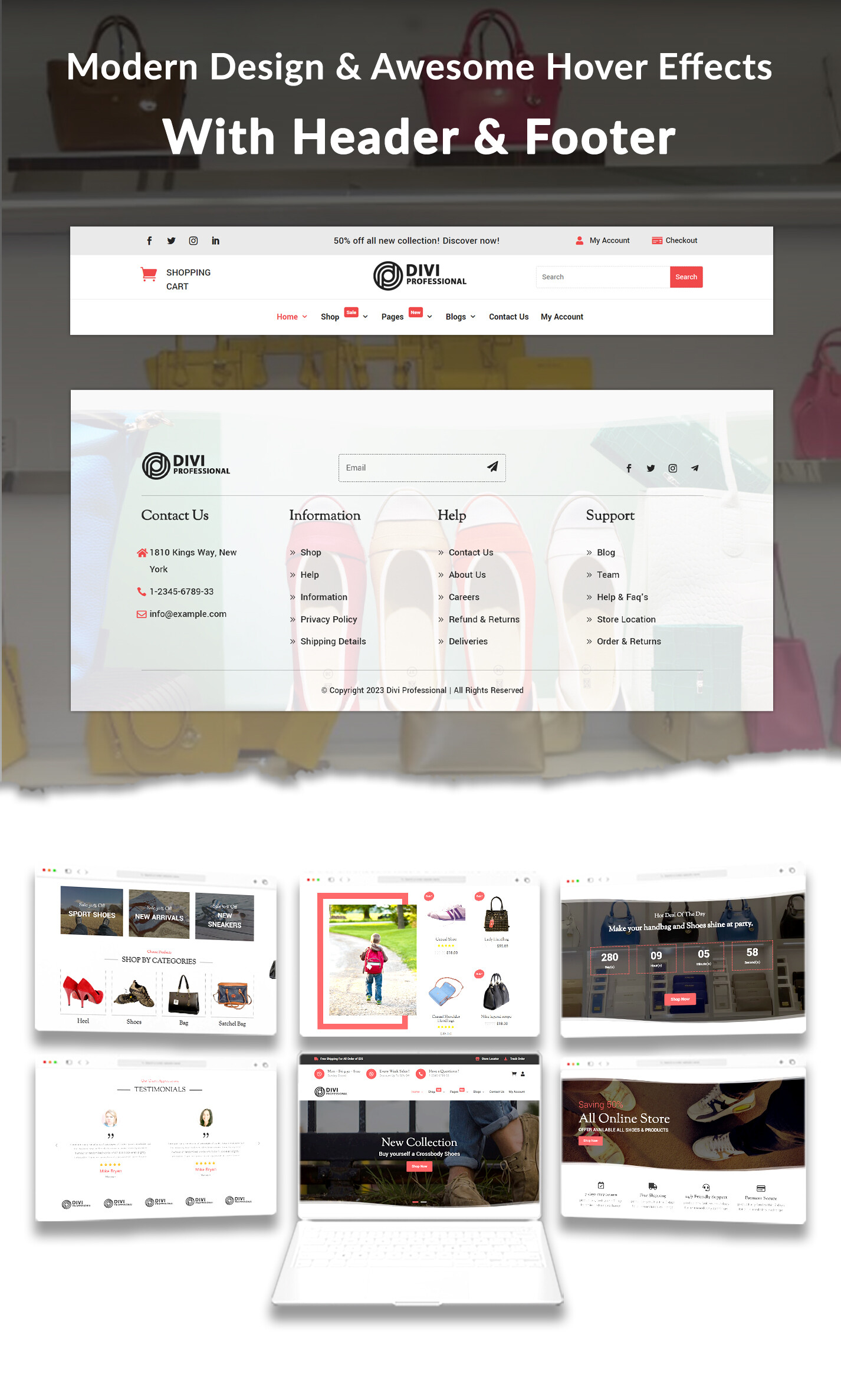 Divi Bags and Shoes Woocommerce Theme