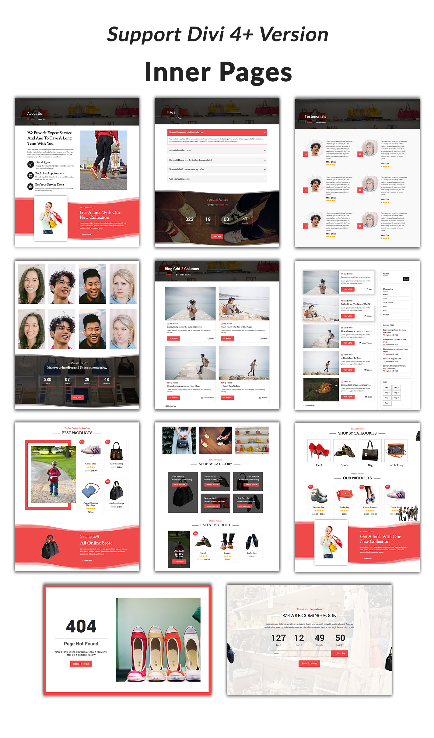Divi Bags and Shoes Woocommerce Theme