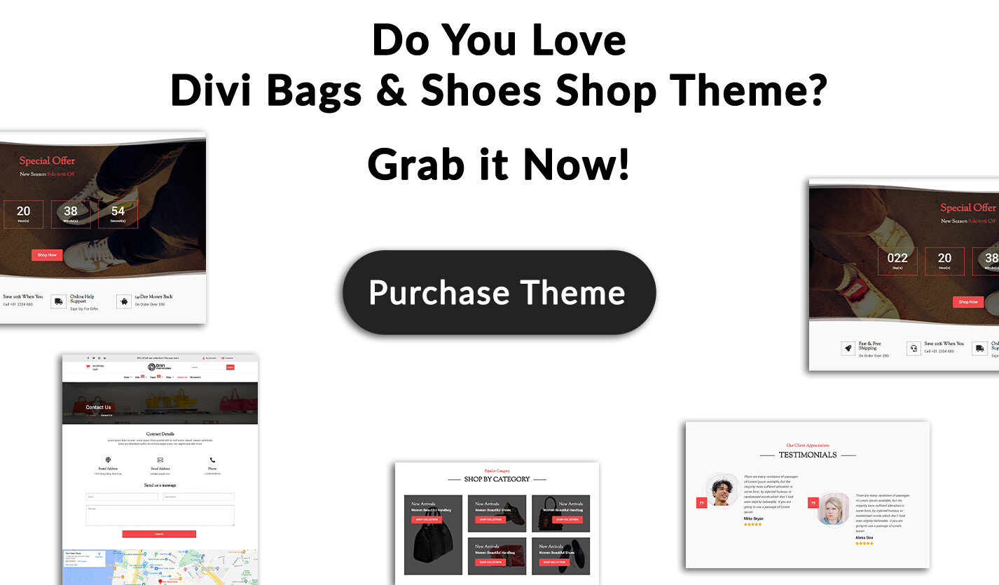 Divi Bags and Shoes Woocommerce Theme