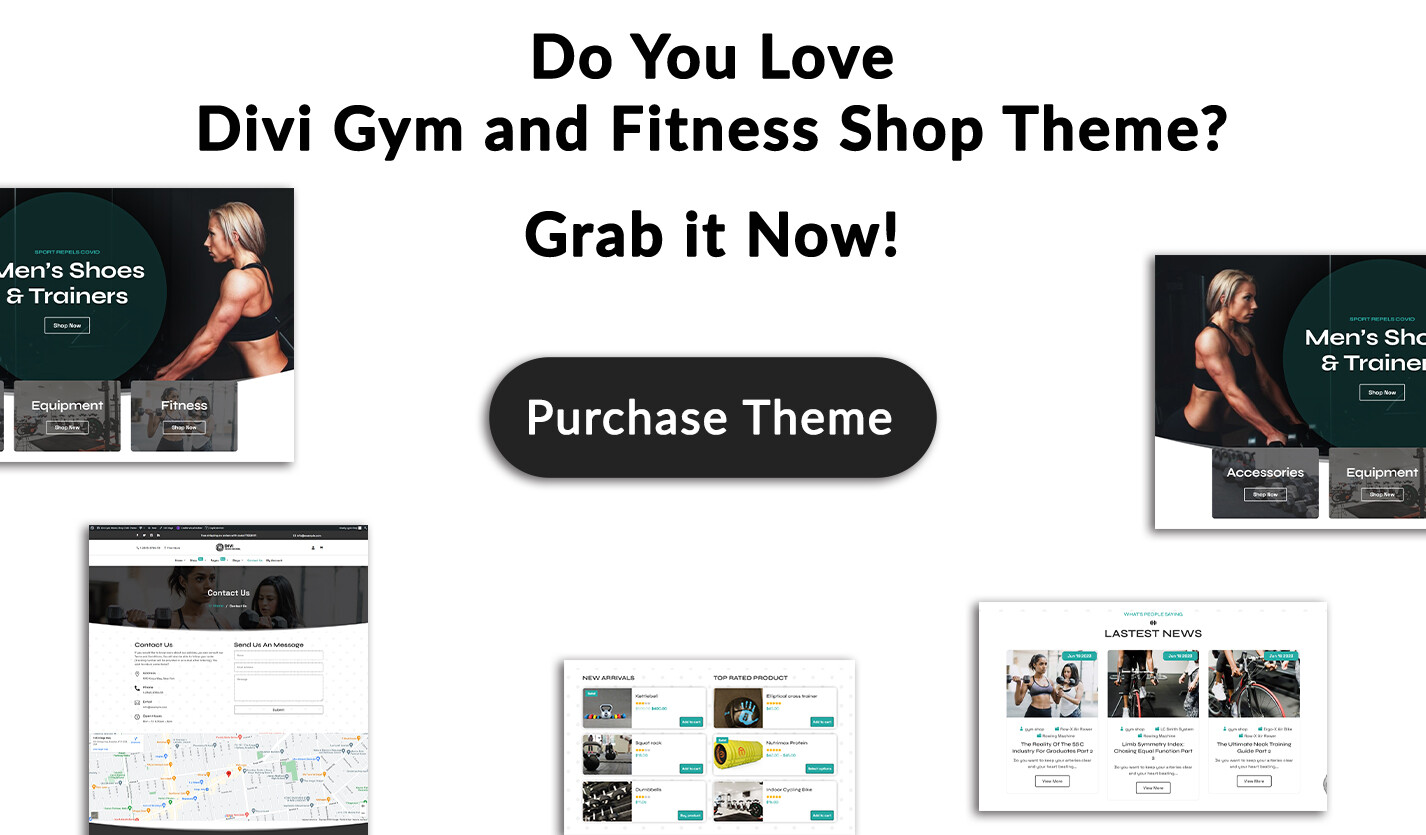 Divi Gym and Fitness shop Woocommerce Theme