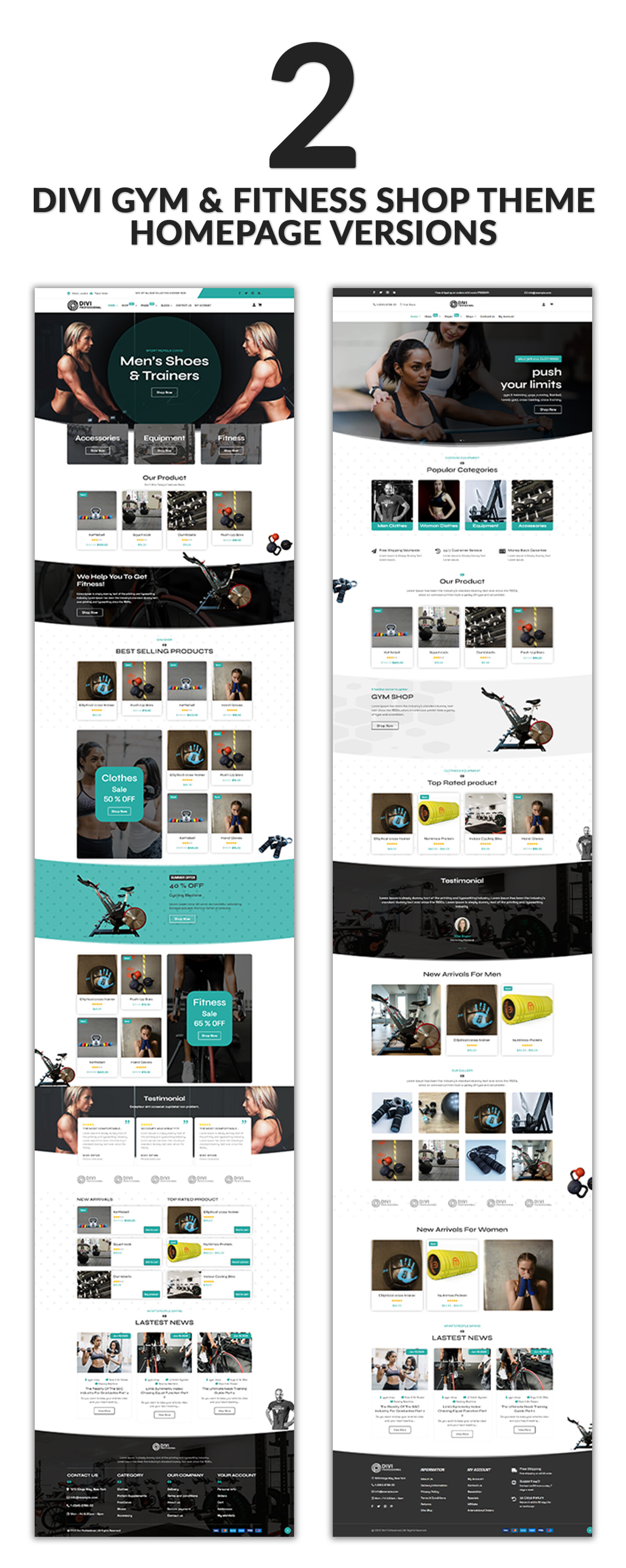 Divi Gym and Fitness shop Woocommerce Theme