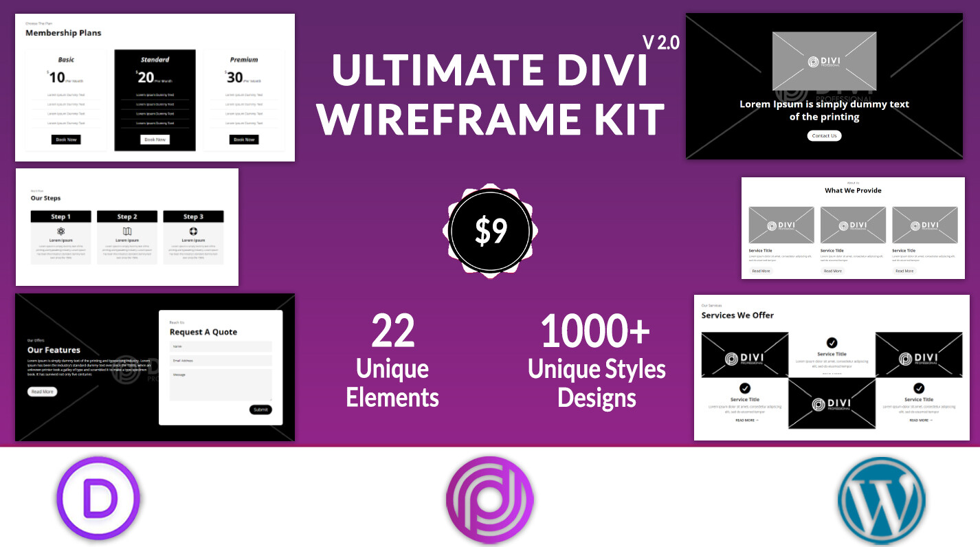 Divi Wireframe Kit