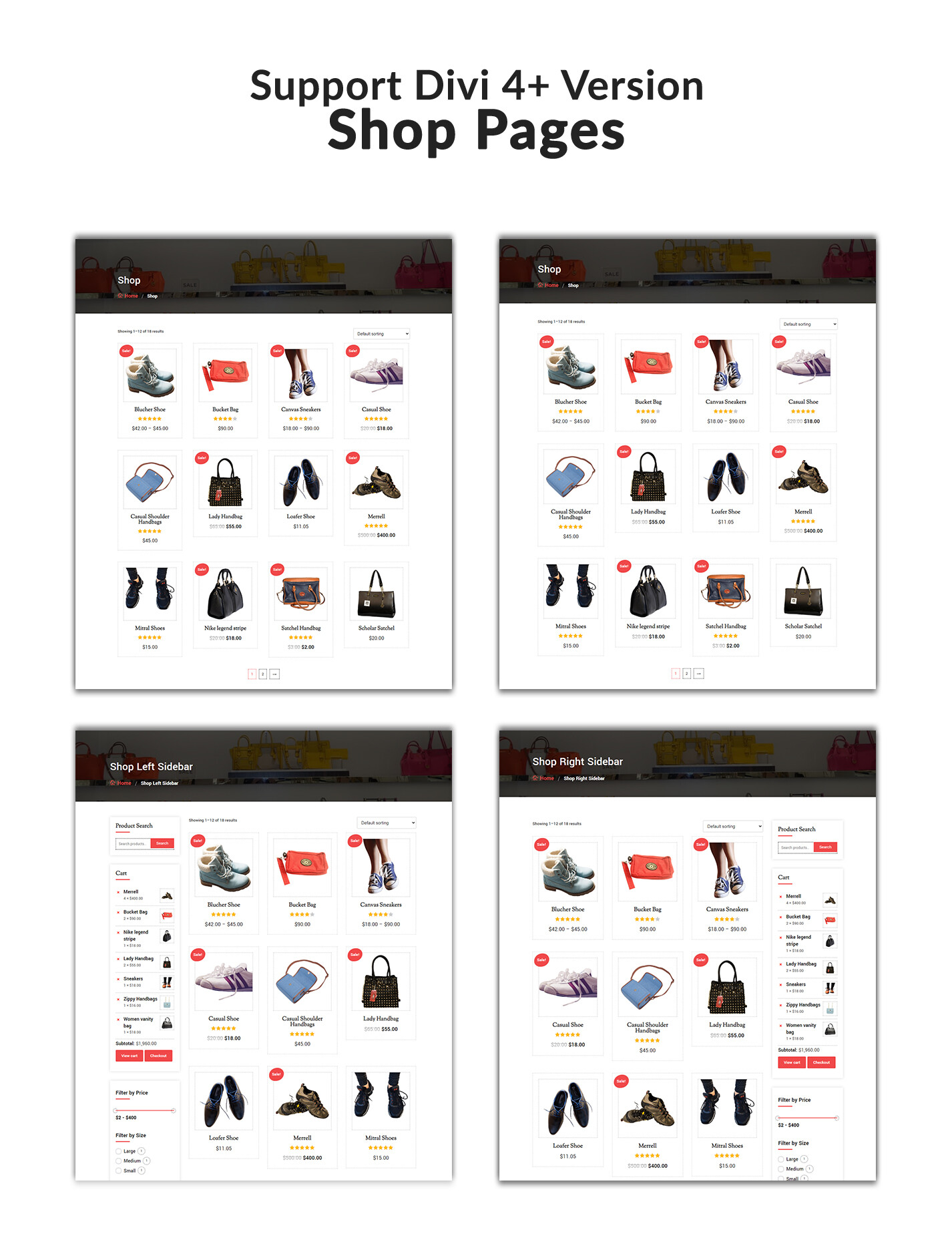 Divi Bags and Shoes Woocommerce Theme