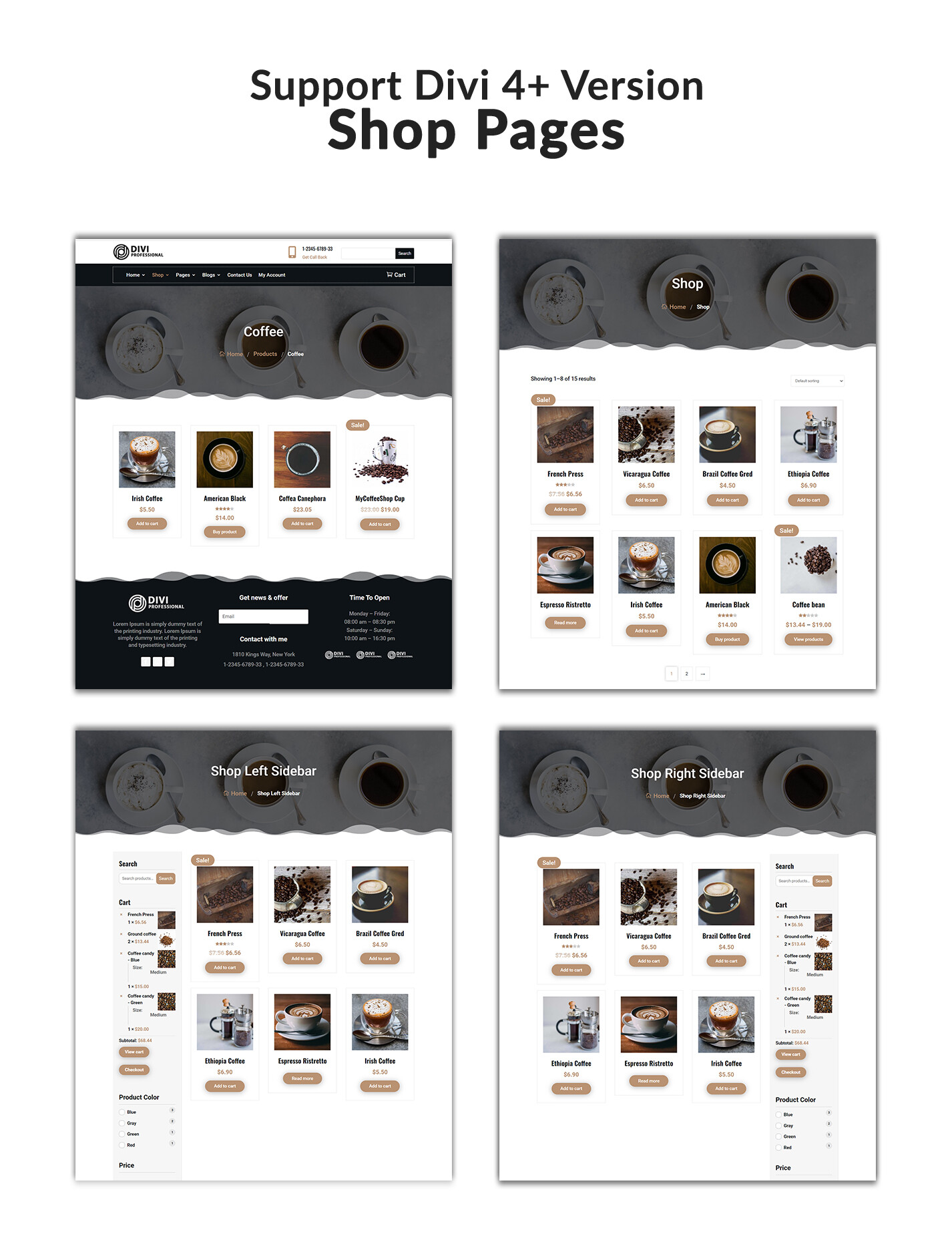 Divi Coffee Shop Woocommerce Theme