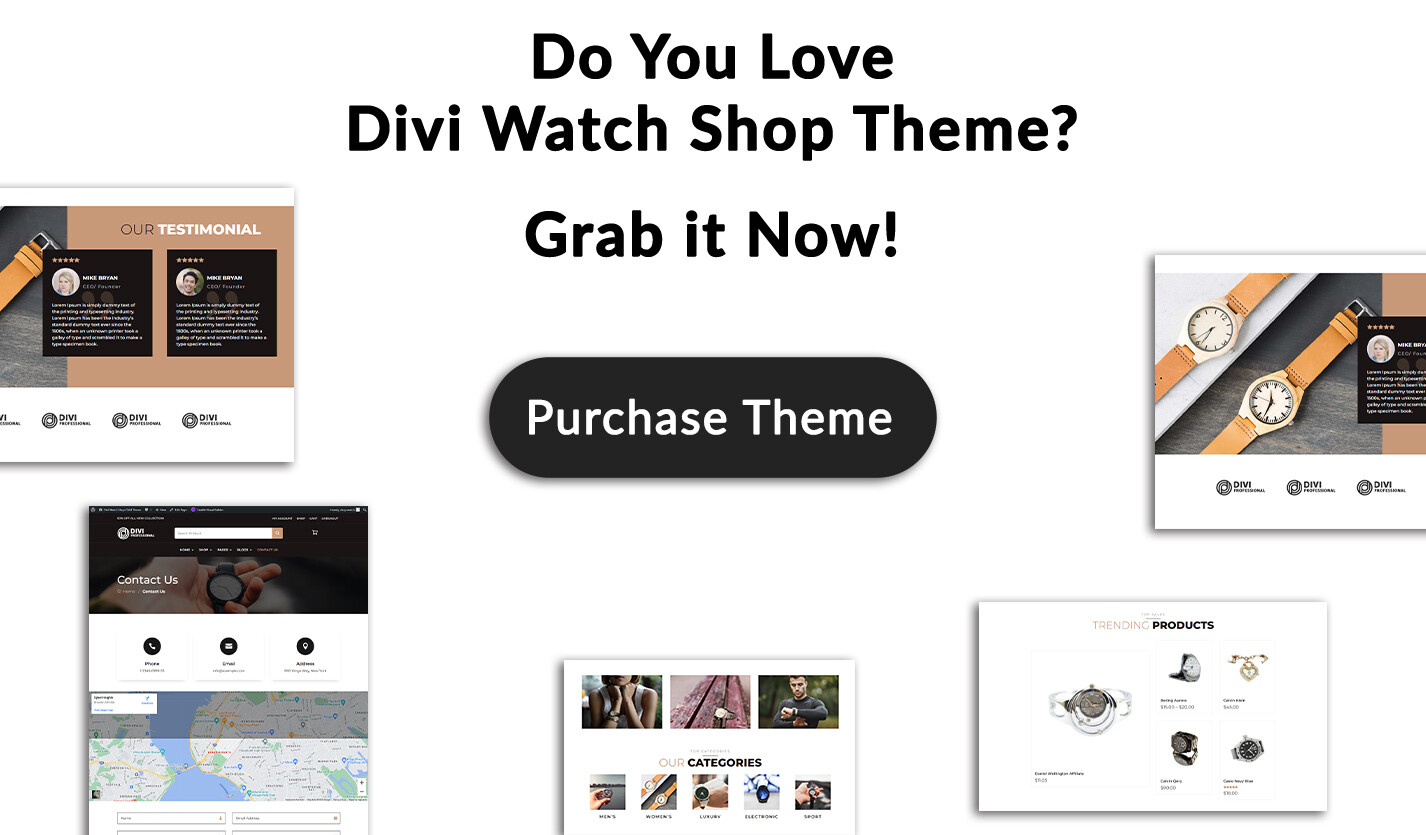 Divi Watch Store WooCommerce Theme