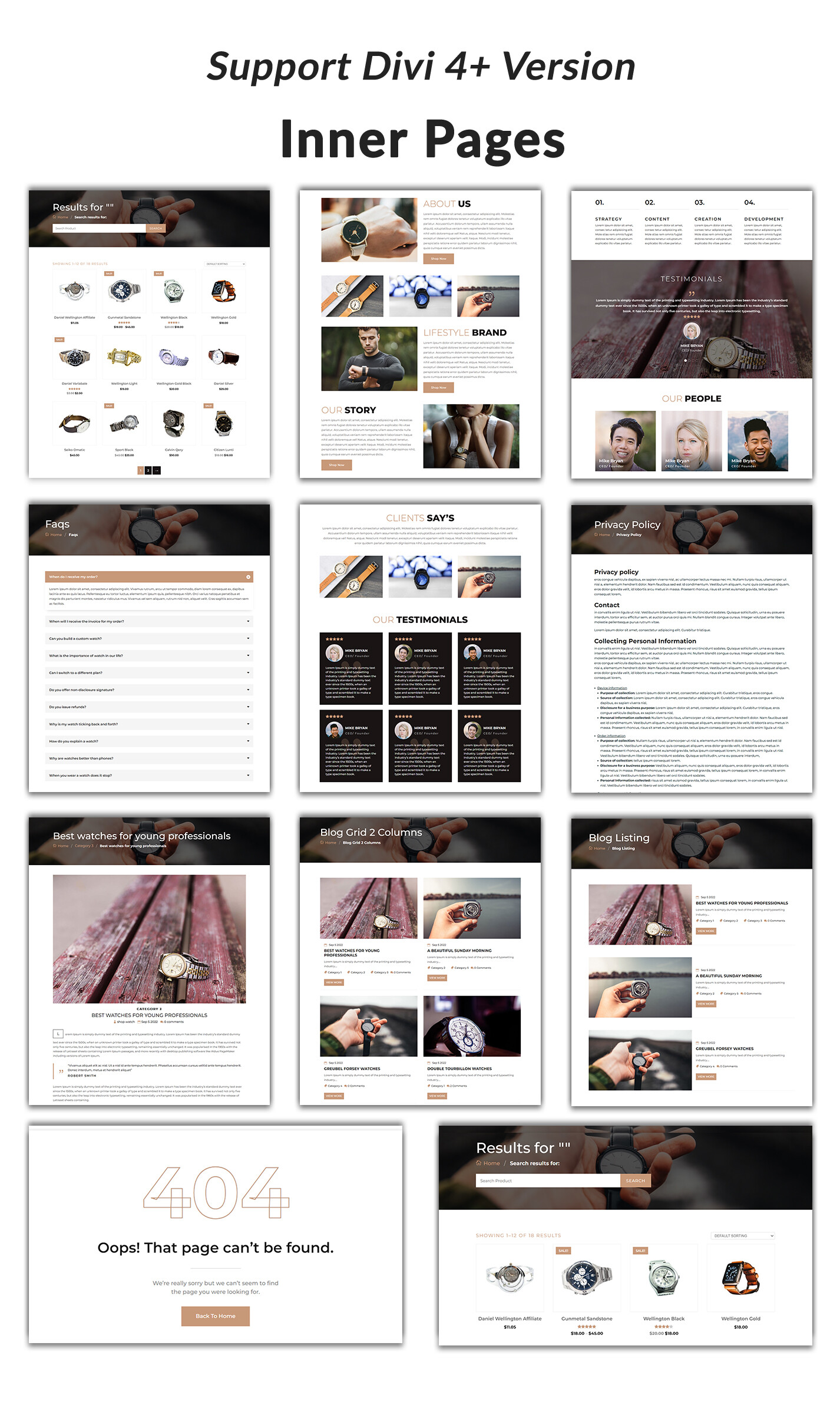 Divi Watch Store WooCommerce Theme