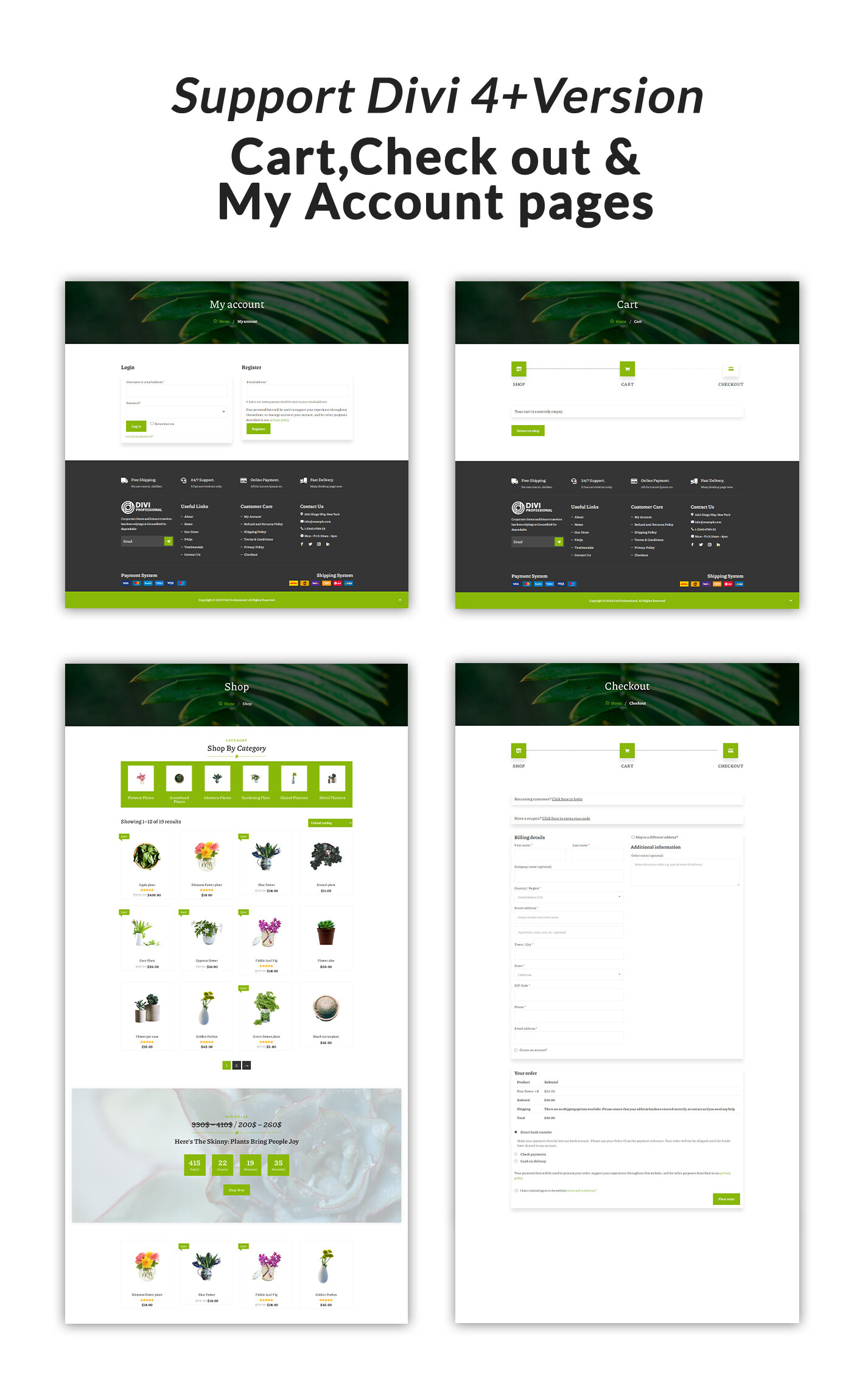 Divi Plants Shop Woocommerce Theme