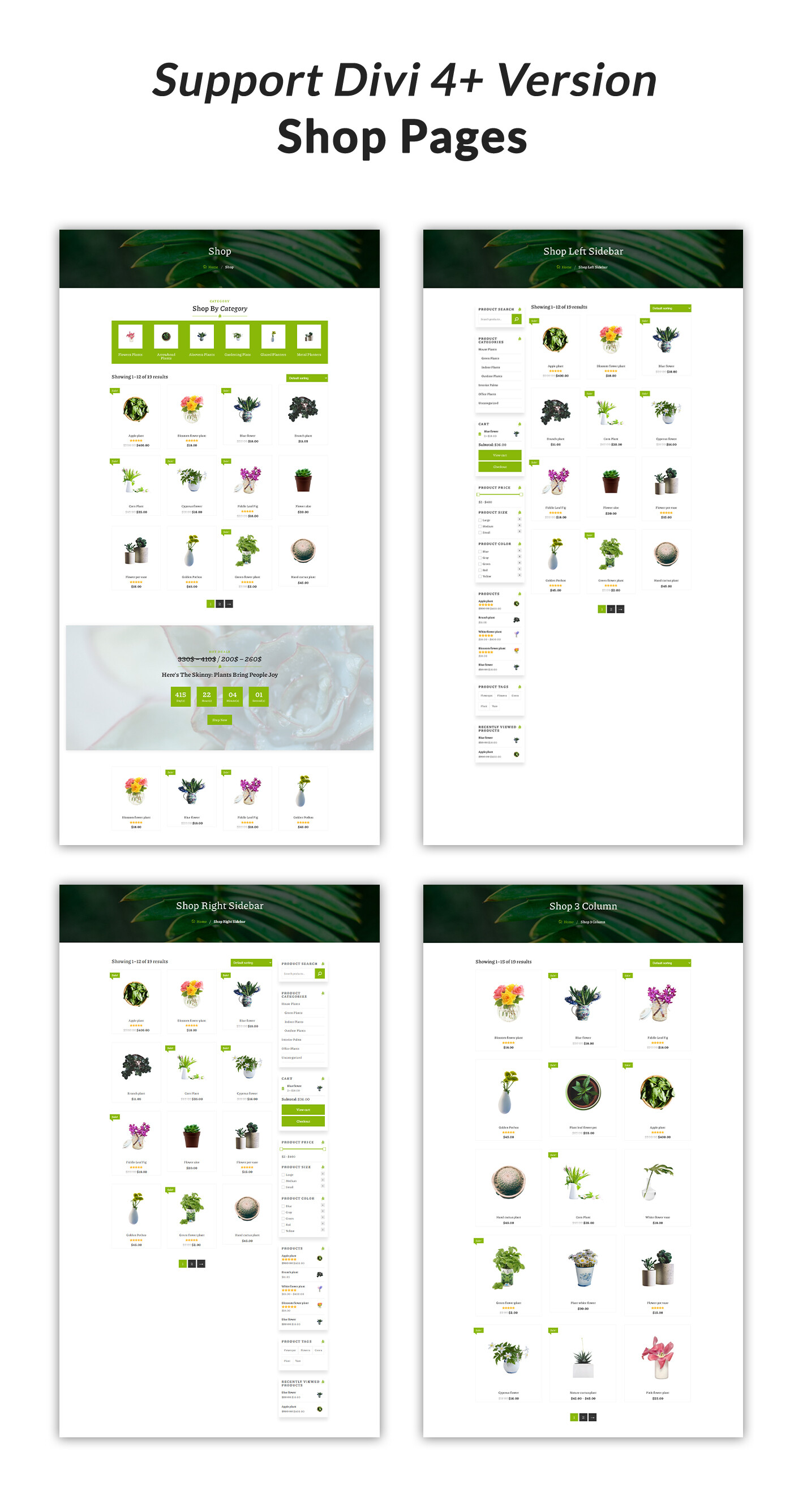 Divi Plants Shop Woocommerce Theme