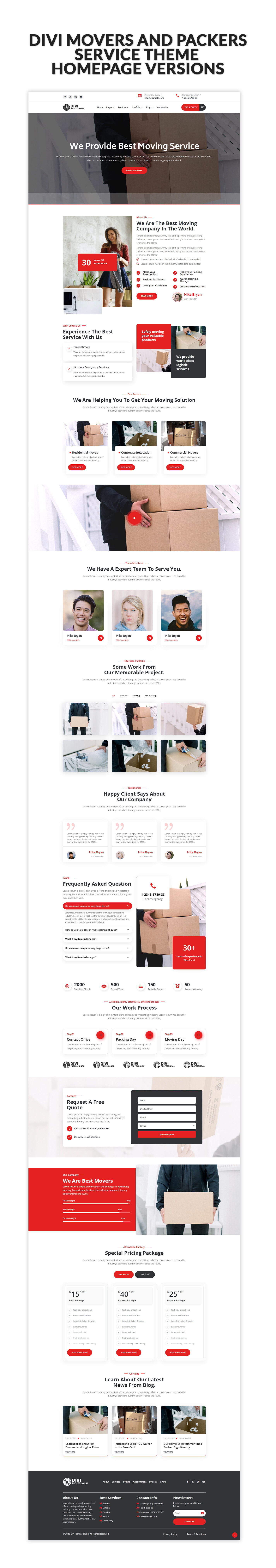 Divi Movers and Packers Service Theme