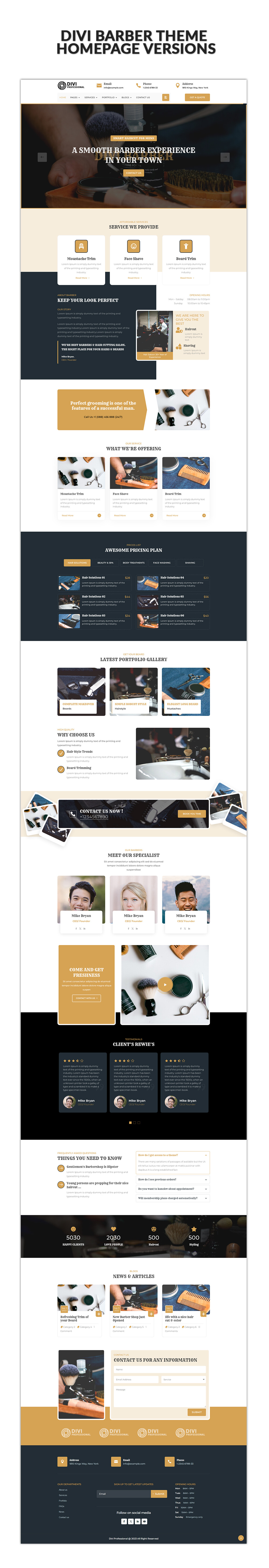 Divi Barber Theme 30 Pages