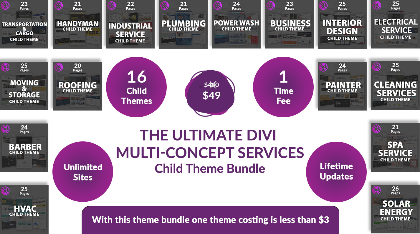 Ultimate Divi Multi-Concept Services Child Theme Bundle