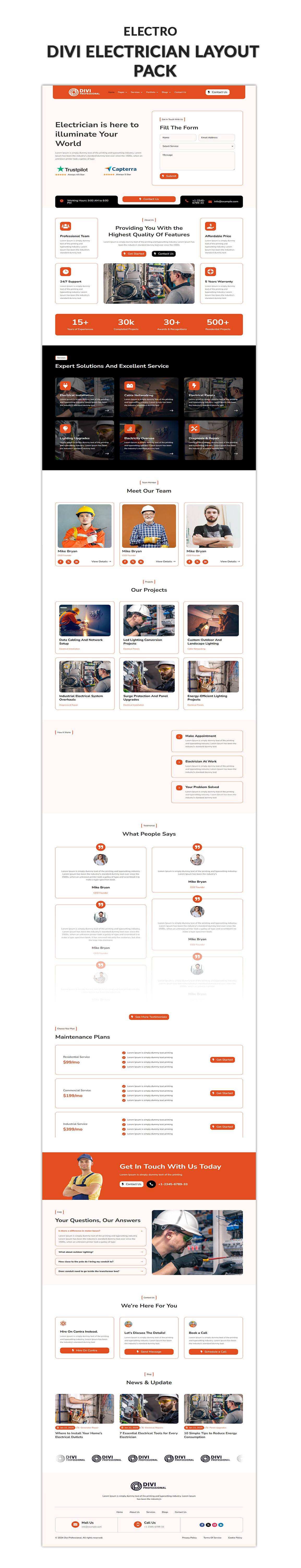 Divi Electrician Layout