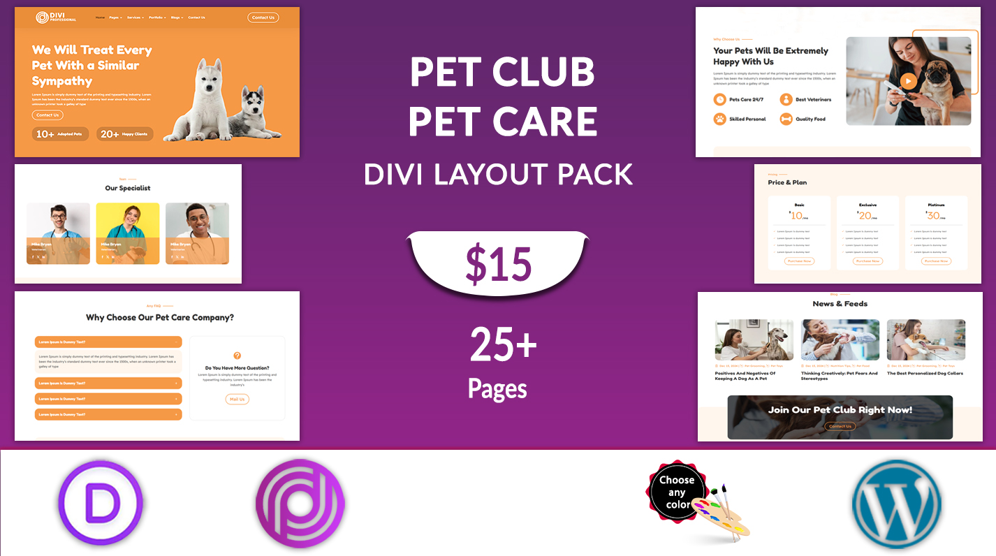 Divi Pet Care Layouts Pack
