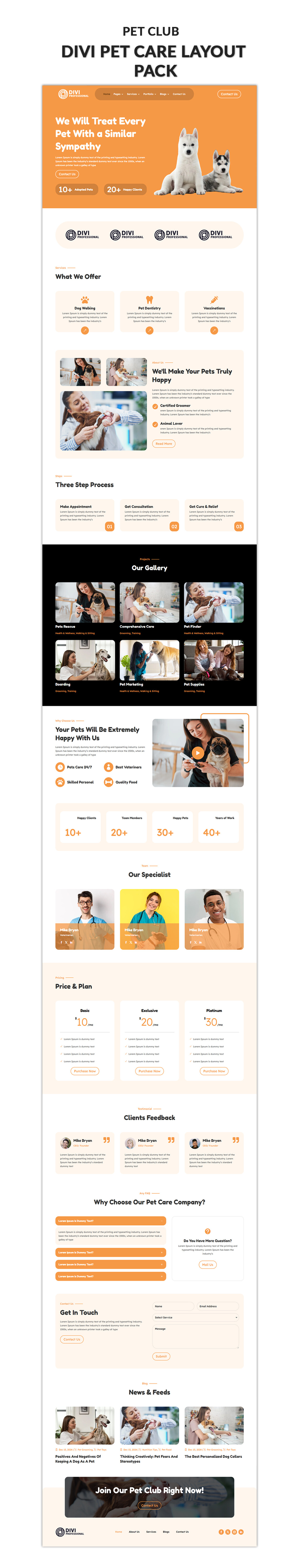Divi Pet Care Layout