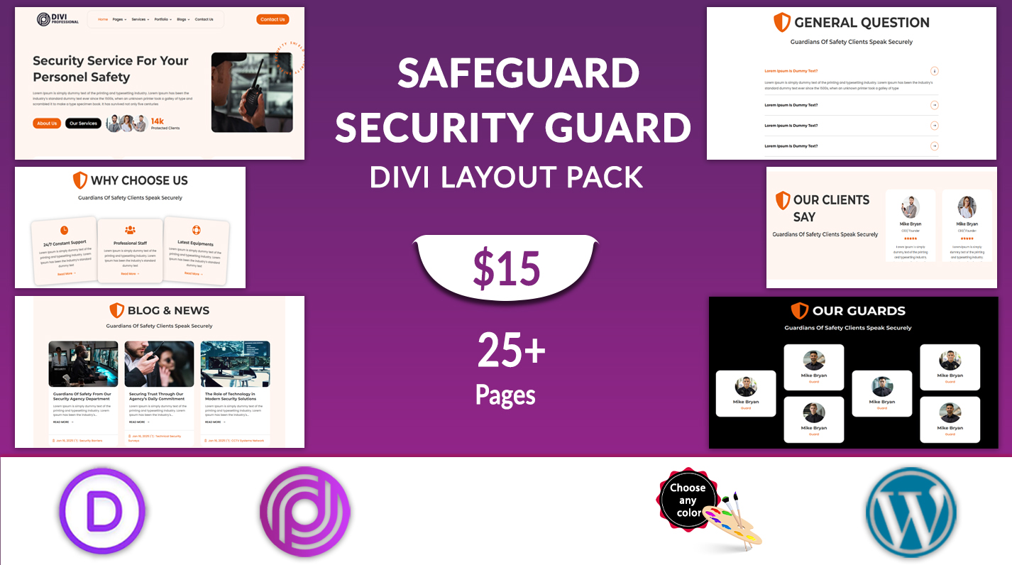 Divi Security Guard Layouts Pack