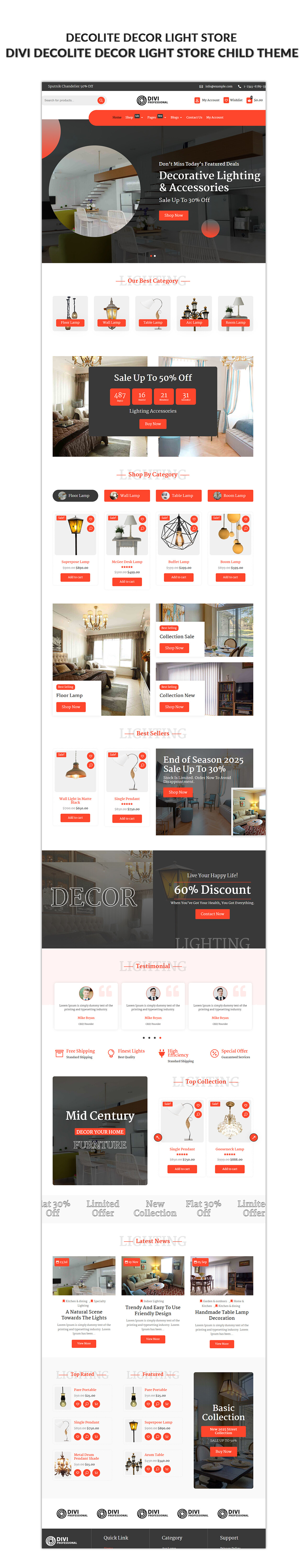 Divi Decor Light Store WooCommerce Child Theme