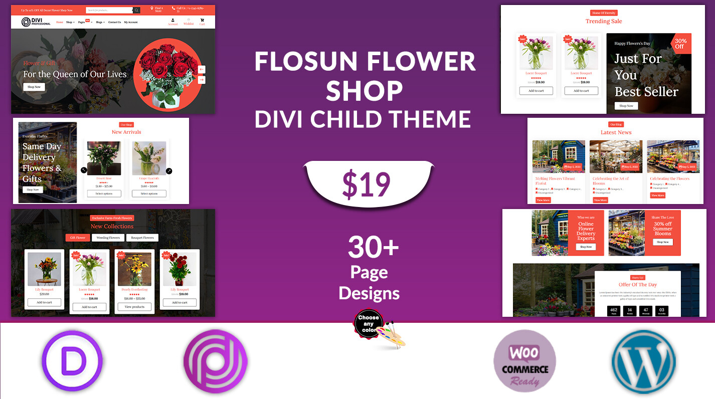 Divi Flower Shop WooCommerce Theme
