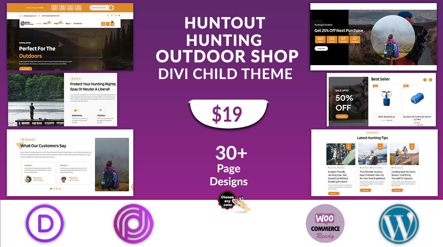 Divi Hunting and Outdoor Shop WooCommerce Theme