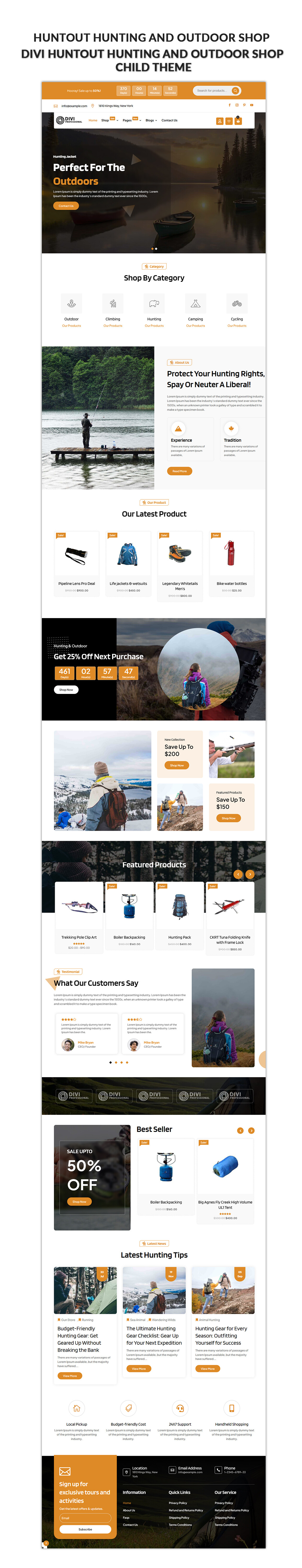 Divi Hunting and Outdoor Shop Theme
