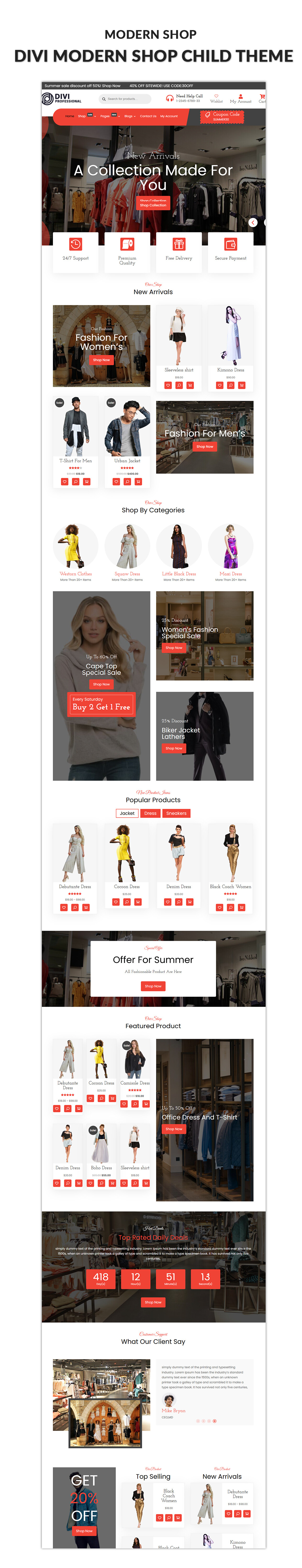 Divi Modern Shop WooCommerce Child Theme