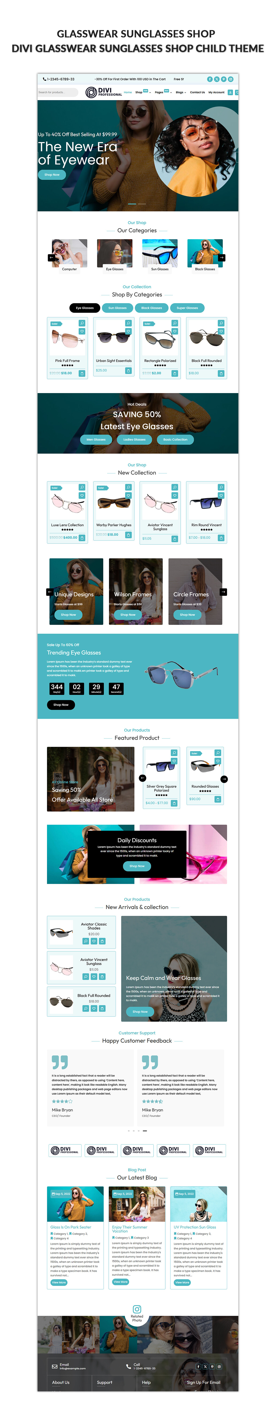 Divi Sunglasses Shop Theme