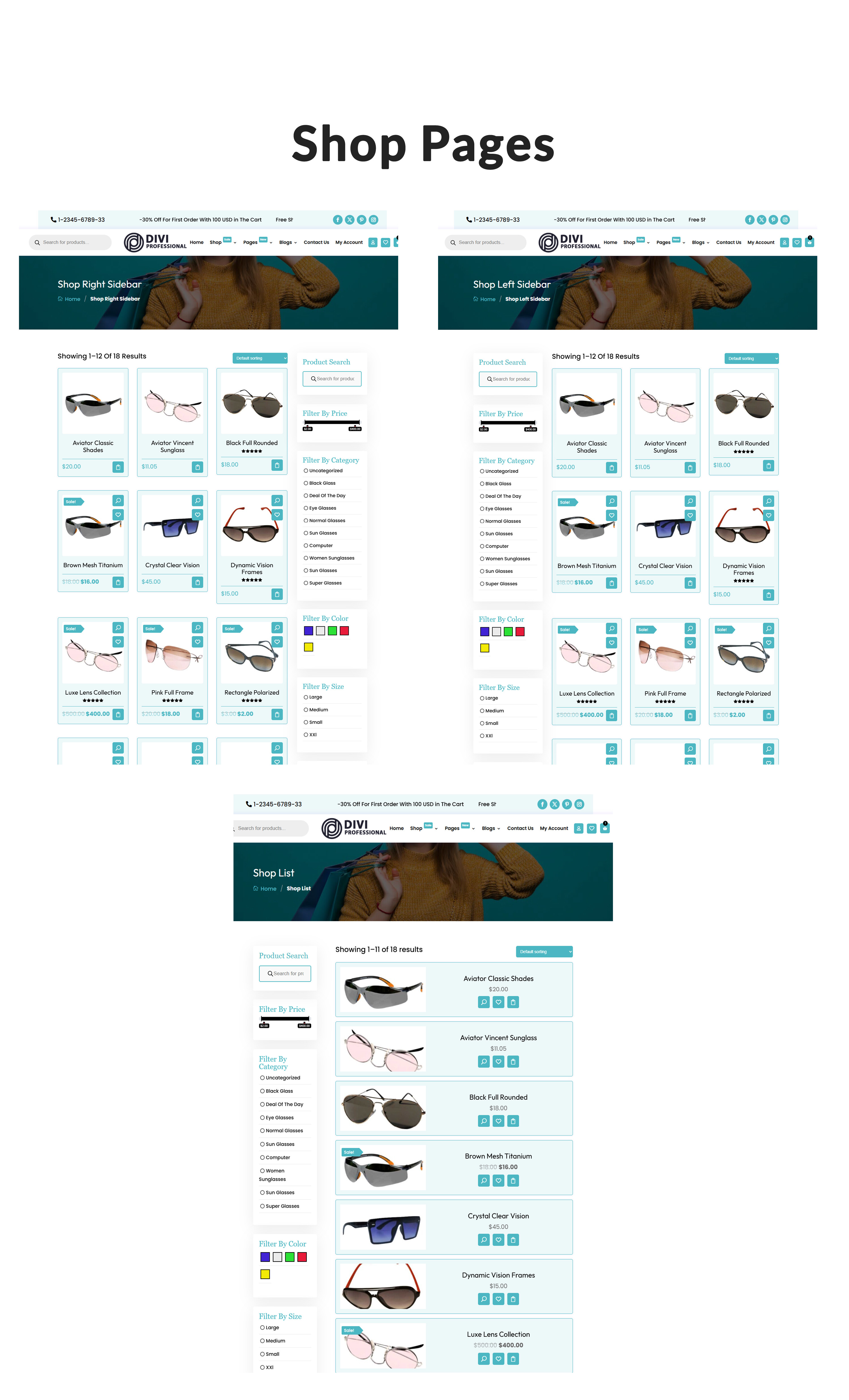 Divi Sunglasses Shop Theme