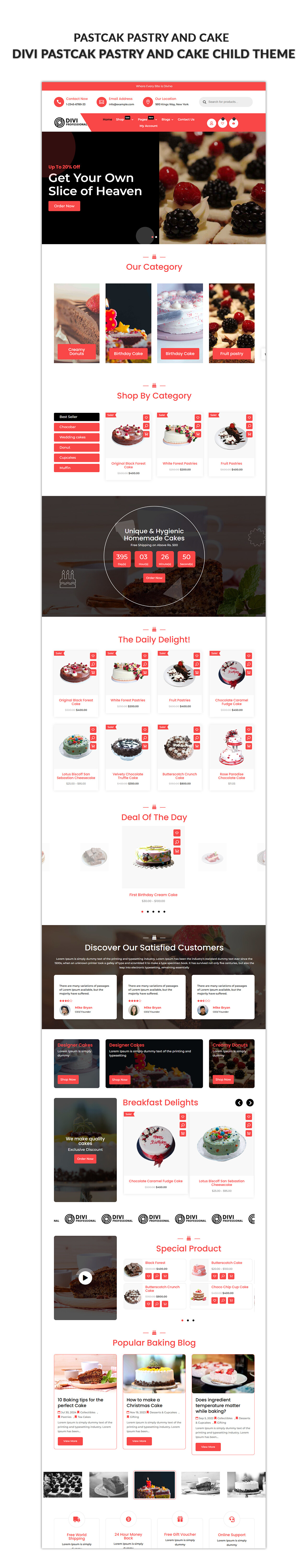 Divi Pastry and Cake Shop Theme