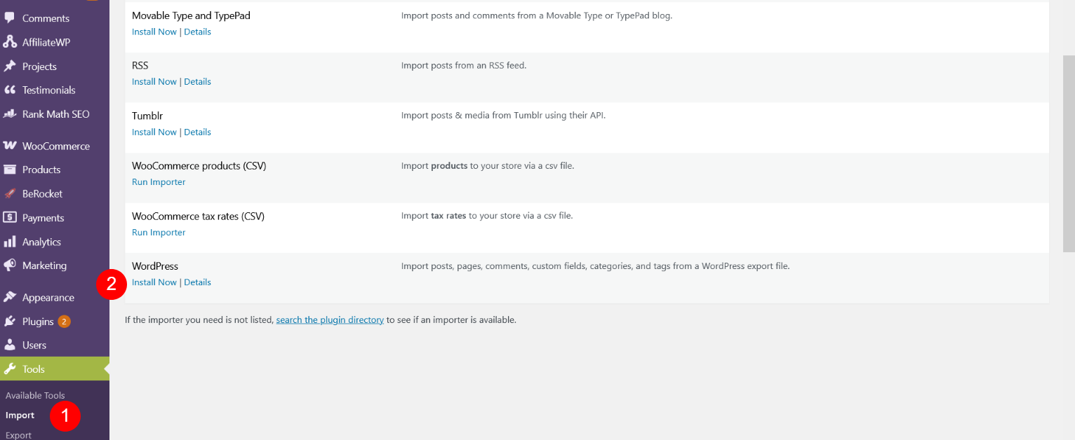 How to import divi layout - One Page