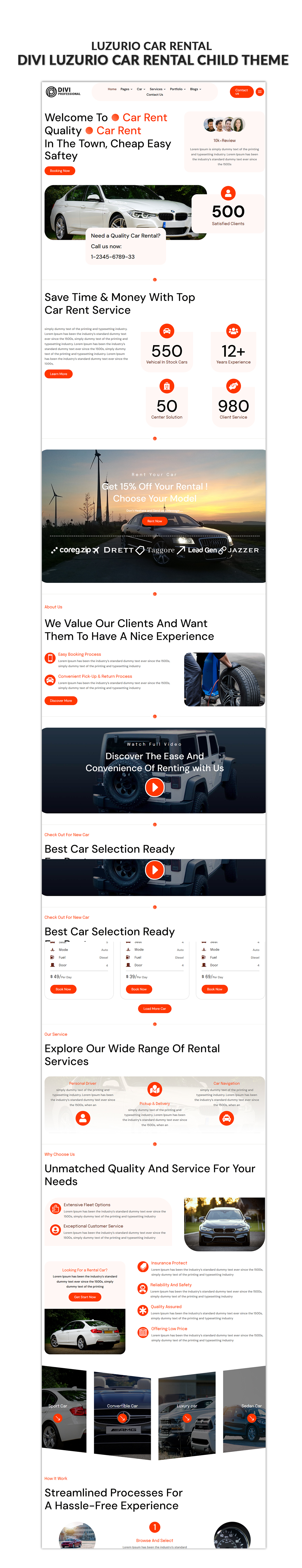 Divi Car Rental Child Theme